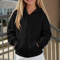 thumbnail image 5 of WAVSUF Kids Girls Hooded Sweatshirt Zipper Fleece Soft Comfortable with Pockets Winter Active Pullover Black 11, 5 of 9