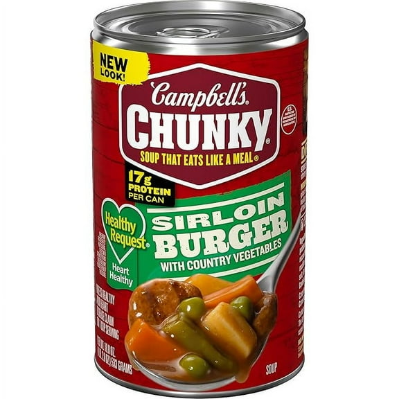 Campbell's Chunky Healthy Request Sirloin Burger With Country Vegetables Beef Soup, 18.8 oz Can