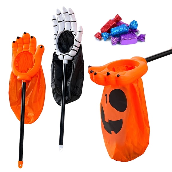 BESTSKY Halloween Candy Bag Spooky Skeleton Hands Claws Treat Bag Trick or Treat Bag Snack Basket for Kids Halloween Costume