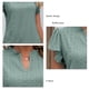 thumbnail image 5 of Blusa de verano verde oscuro, corte holgado, detalle de ojales, talla XL, escote en V, mangas con volantes, 5 of 6