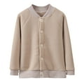 thumbnail image 3 of Krdevn Kids Solid Lined Raglan Sleeve Button Baseball Jacket Khaki,8-12 Years, 3 of 4