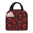 thumbnail image 1 of Fotbe Red Skulls Bolsa Térmica con Estampado y Forro de Aluminio Grueso Bolsa de Almuerzo con Bolsillo Frontal para Hombres y Mujeres, Ideal para Trabajo, Escuela, 1 of 8