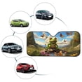 thumbnail image 5 of Xoenoiee Car Front Windshield Sunshade Reflective Sun Blocker UV Ray Visor Keep Car Interior Cool Universal Fits Sedans, SUVs, Truck, 57.1x27.4 inches, Forest Floral Frog Butterfly Print, 5 of 6