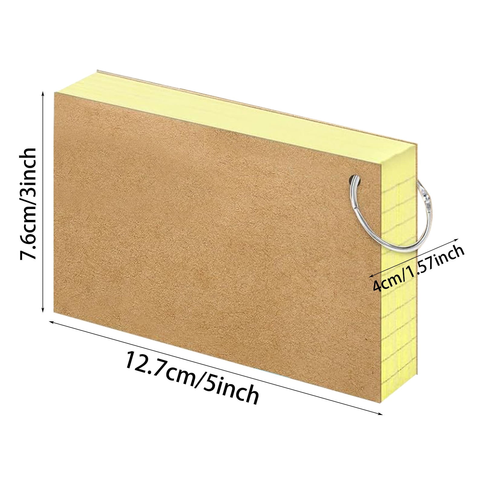 Index Cards 3x5 Inch with Key Ring, Color Flash Index Card 100 Sheets Each, Durable Portable Note Taking for Students Teachers Study Note Cards for Office Home Office 5 Pcs