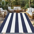 thumbnail image 3 of Fsddascl Blue Stripes Outdoor Rug for Patio/Deck/Porch, Non-Slip Large Area Rug 5 x 8 Ft, Simple Blue White Texture Indoor Outdoor Rugs Washable Area Rugs, Reversible Camping Rug Carpet Runner, 3 of 5