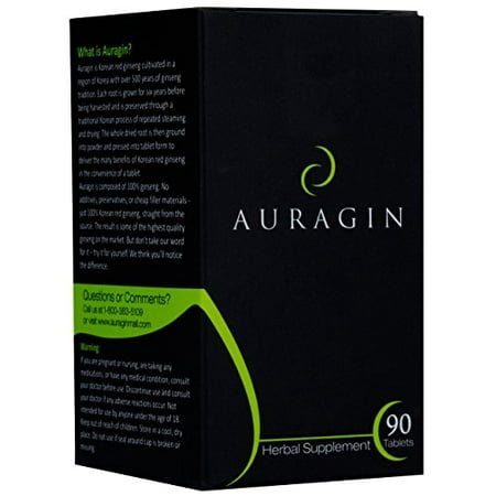 Auragin: ginseng rouge coréen - 100% Panax Ginseng - 8% ginsénosides - 90 comprimés
