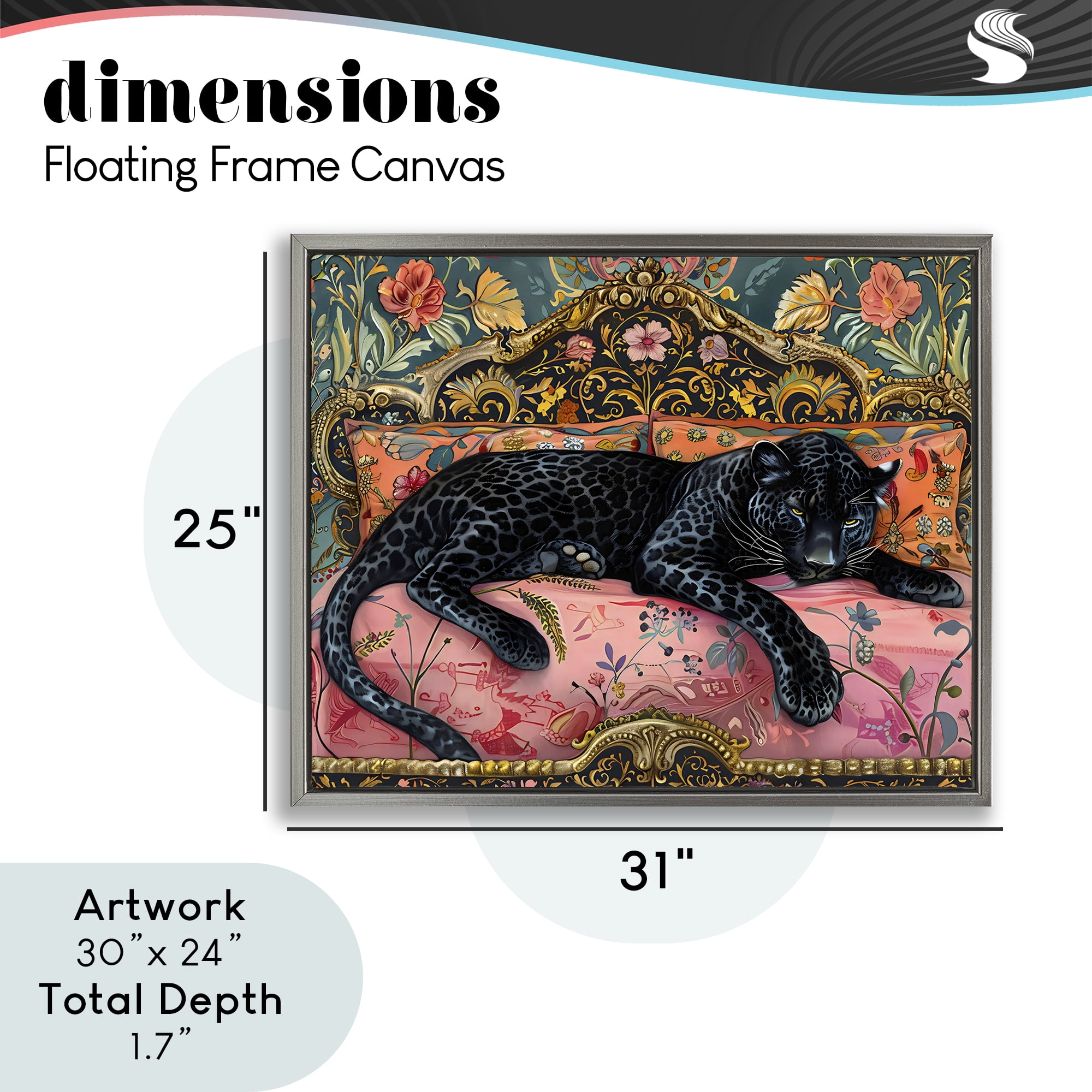 Stupell Industries Lazy Black Elegant Leopard Gray Framed Floater Canvas Wall Art, design by Creative Studio