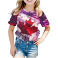 thumbnail image 1 of Camisetas de liquidación de verano Honeeladyy para niños, camiseta gráfica de manga corta con cuello redondo, para niñas de 3 a 14 años, ideal para viajes y vacaciones (morado, 4-5 años), 1 of 3