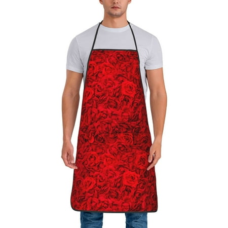 

Tideii Red Rose for Tie-up Apron Unisex Waterproof and Stain-Resistant Bib Apron for Kitchen Garden Painting