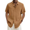 thumbnail image 3 of Yifymode Mens Short Sleeve Shirts Button Down Casual Summer Beach Vacation Lightweight Textured Pocket Dress Shirt Tops,Yellow 4XL, 3 of 8