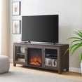 thumbnail image 2 of Evelyn&Zoe Quincy Rectangular TV Stand with Log Fireplace for TV's up to 65", Alder Brown, 2 of 14