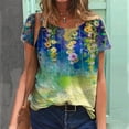 thumbnail image 3 of Camisetas con temática Floral para mujer, ropa básica de verano, Tops holgados con estampado 3D, 2022, 3 of 4