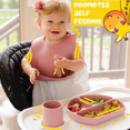 thumbnail image 2 of Muqee Peeko Turkish Pink Silicone Baby and Toddler Self-Eating food Plates Set with Utensils (8 Piece Set), 2 of 6