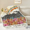 thumbnail image 3 of Floral The Sun Tarot Card Throw Blanket, Boho Flower Cute Pink Cozy Decor Nap Blankets Girls Gift Sofa Bed Couch Chair or Dorm Throws Beige 40×50 inches, 3 of 5