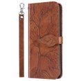 thumbnail image 2 of Feishell Tree Embossed Pattern PU Leather Phone Case for Samsung Galaxy A14 5G 6.6 inch,Shockproof Magnetic Clasp Flip Kickstand Credit Card Slots Wallet Phone Case with Wrist Strap,Brown, 2 of 9