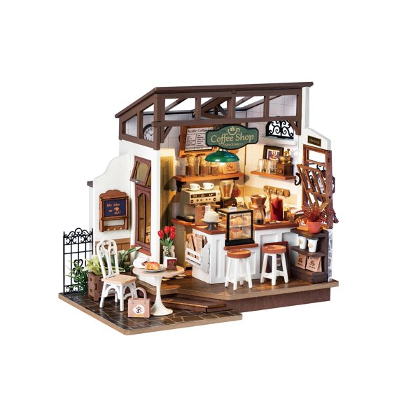 Rowood Kit de Maison Miniature, Kits de Maison de Poupée Miniature pour Adultes à Construire, Miniatures de Rue Mayberry, Kits d'Artisanat en Bois pour Adultes, Mini Kits de Modèles avec LED, Naissance