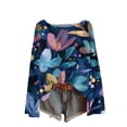 thumbnail image 2 of Women's Lightweight Sweater Casual Long Sleeve Knitted Vintage Floral Print Pullover for Fall and Winter, Cozy and Stylish, Ideal for Casual Wear,Blue,Size L, 2 of 5