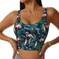 thumbnail image 2 of Picia Flamingos And Birds Sports Bra for Women,Padded Strappy Sports Bras Medium Support Yoga Bra with Removable Cups,Running Yoga Bra-Small, 2 of 9