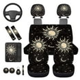 thumbnail image 6 of Binienty Boho Sun and Moon Car Seat Cover Set with Steering Wheel Cover Stretchy Car Seat Covers Front and Rear Auto Interior Accessories Seatbelt Cover Armrest Pads Cup Holder Coasters 14 Pieces, 6 of 8