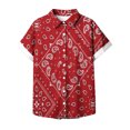 thumbnail image 4 of DeHolifer Shirt for Women Floral Printed Short Sleeve Lapel Button Casual Shirt Spring Fashion Blouse Tops Red S, 4 of 4