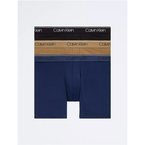 Calvin Klein Men's Microfiber Stretch Wicking Boxer Briefs Pack of 3, Multi S