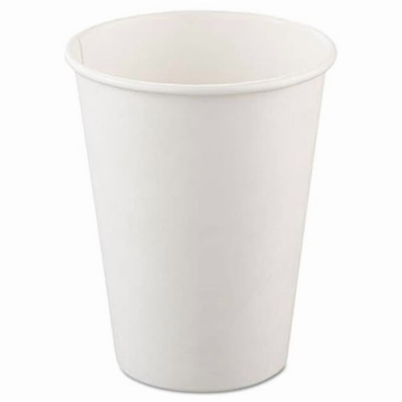 Single-Sided Poly Paper Hot Cups, 12oz, White, 50/Bag, 20 Bags/Carton