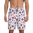 thumbnail image 1 of Balery Happy Columbus Day Pantalones cortos de pijama de punto de algodón para hombre con cinturilla y bolsillos-Small, 1 of 6