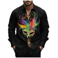 thumbnail image 2 of FAVIPT Mardi Gras Outfits for Men Long Sleeve Lapel Button Down Shirts Funky Mardi Gras Masks Printed Casual Festivel Parade Shirts 2025 Multicolor,XL, 2 of 4