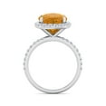 thumbnail image 3 of SuperJeweler 5 1/2 Carat Cushion Cut Citrine and Halo Diamond Ring In Sterling Silver For Women, 3 of 6