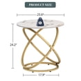 thumbnail image 4 of ASYA Marbling Natural Stone End Table, Round Accent Side Table for Living Room, Small Nightstand for Bedroom, Gold Frame, 4 of 11