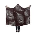 thumbnail image 1 of HATIART Hooded Blanket White Peacock Feather Pilling Polar Fleece Wearable Blanket Throw Blanket 40x50 Inches, 1 of 2