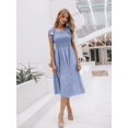 thumbnail image 4 of Vestido de verano Miessial 2025 casual de lino a rayas azul para mujer, 4 of 6