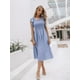 thumbnail image 4 of Vestido de verano Miessial 2025 casual de lino a rayas azul para mujer, 4 of 6