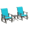 thumbnail image 2 of Outsunny 3-Piece Outdoor Gliders Set Bistro Set with Steel Frame, Tempered Glass Top Table for Patio, Garden, Backyard, Lawn, Bright Blue, 2 of 9