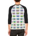 thumbnail image 2 of Retro Cassette Tape Pattern Mens Raglan T Shirt White-Black X-LG, 2 of 2