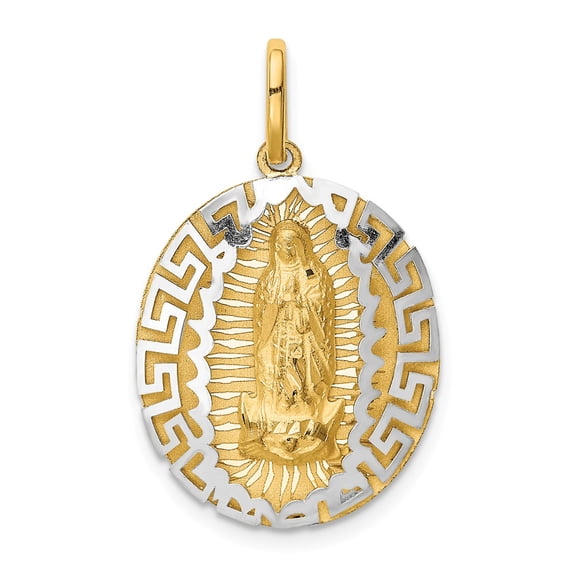 Finest Gold 14k Two-Tone Our Lady Of Guadalupe Semi-solid Pendant