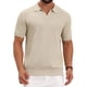 thumbnail image 1 of Camisa polo de punto texturizado para hombre, cuello en V, de manga corta, casual, para golf, talla L, color beige, 1 of 6