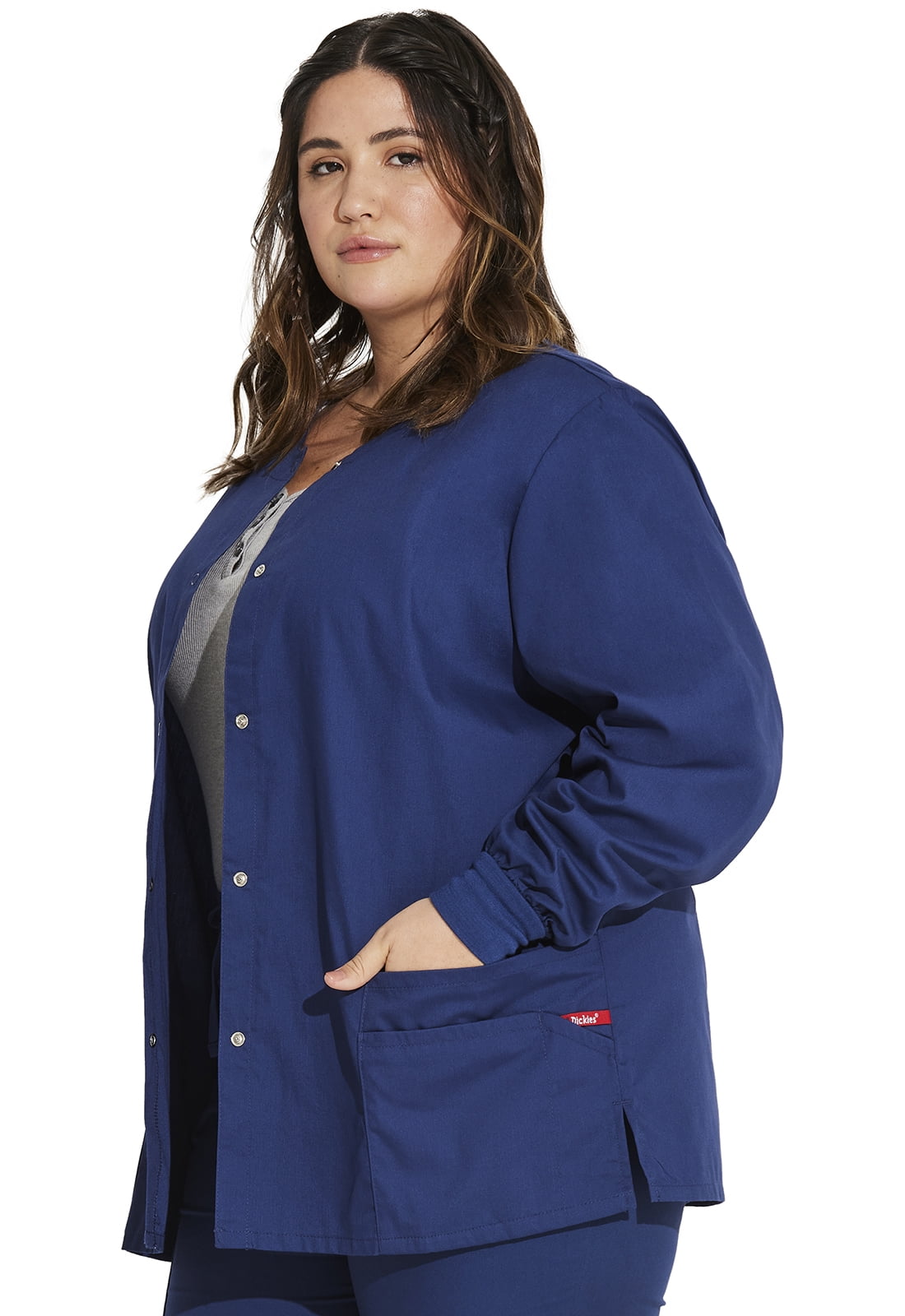 Dickies EDS Essentials Warm Up Scrubs Jacket for Women Snap Front DK305