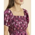 thumbnail image 5 of Moomaya Womens Printed Dress, Square Neck Short Puffed Sleeves Knee Length Short Dress, 5 of 8