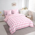 thumbnail image 3 of Homewish Bohemain Rhombus Print 7-Piece Twin Bedding Sets,Minimalsim Geometric Aesthetic Bedding Comforter Set,Pink White Sheet Sets For Girls Teens,Breathable Home Decor Reversible, 3 of 8