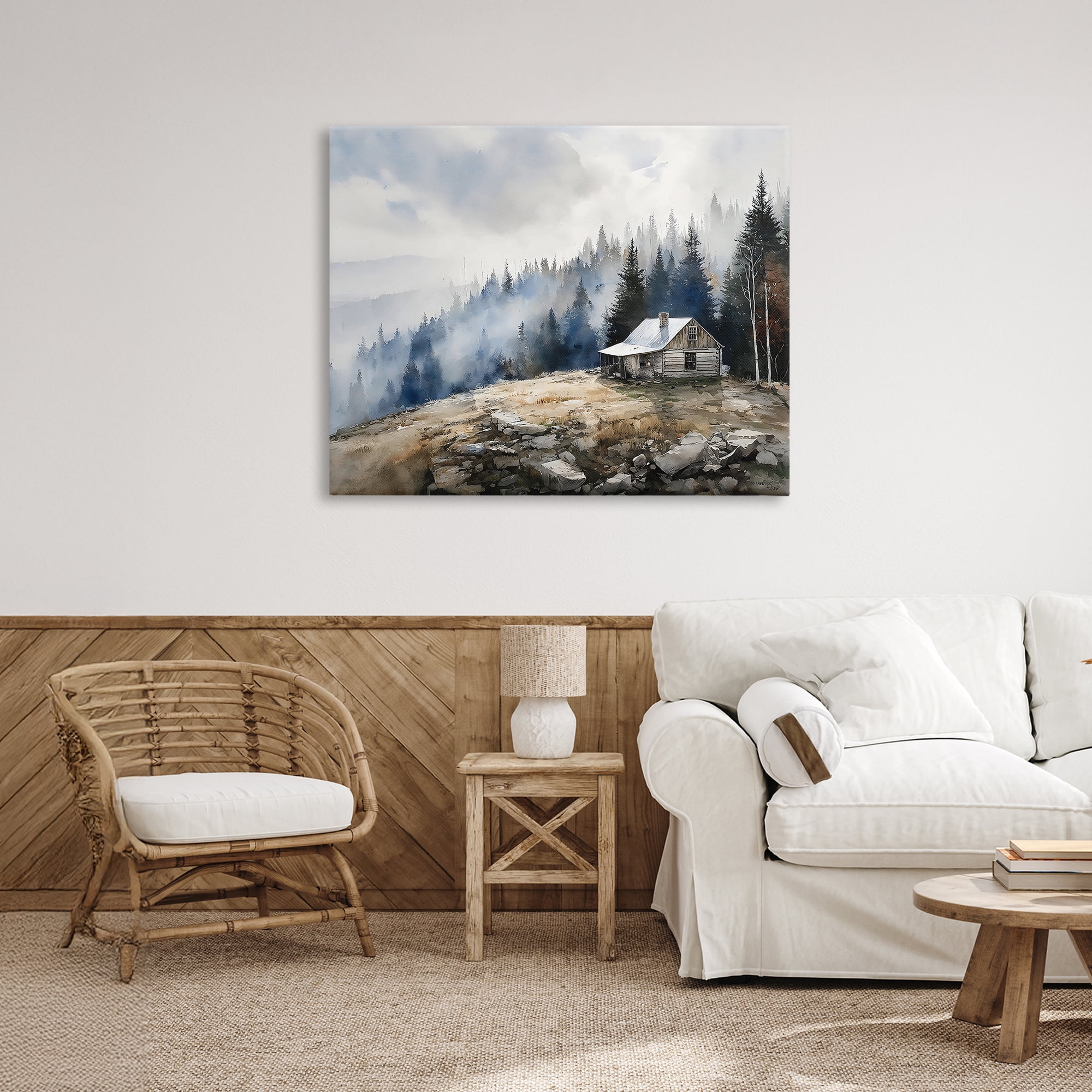 Stupell Industries Misty Cabin on Ridge Canvas Wall Art, design by Franklyn Gregory