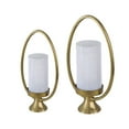 thumbnail image 2 of A&B Home Set of 2 Golden Ring Candleholders with Glass Hurricane, 2 of 5