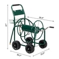 thumbnail image 3 of Heavy Duty Garden Hose Reel Cart - Holds 229ft of 5/8" or 393ft of 1/2" Hose, Durable Steel Frame with Green Powder Coating, Easy to Move with 10" Wheels, 3 of 9