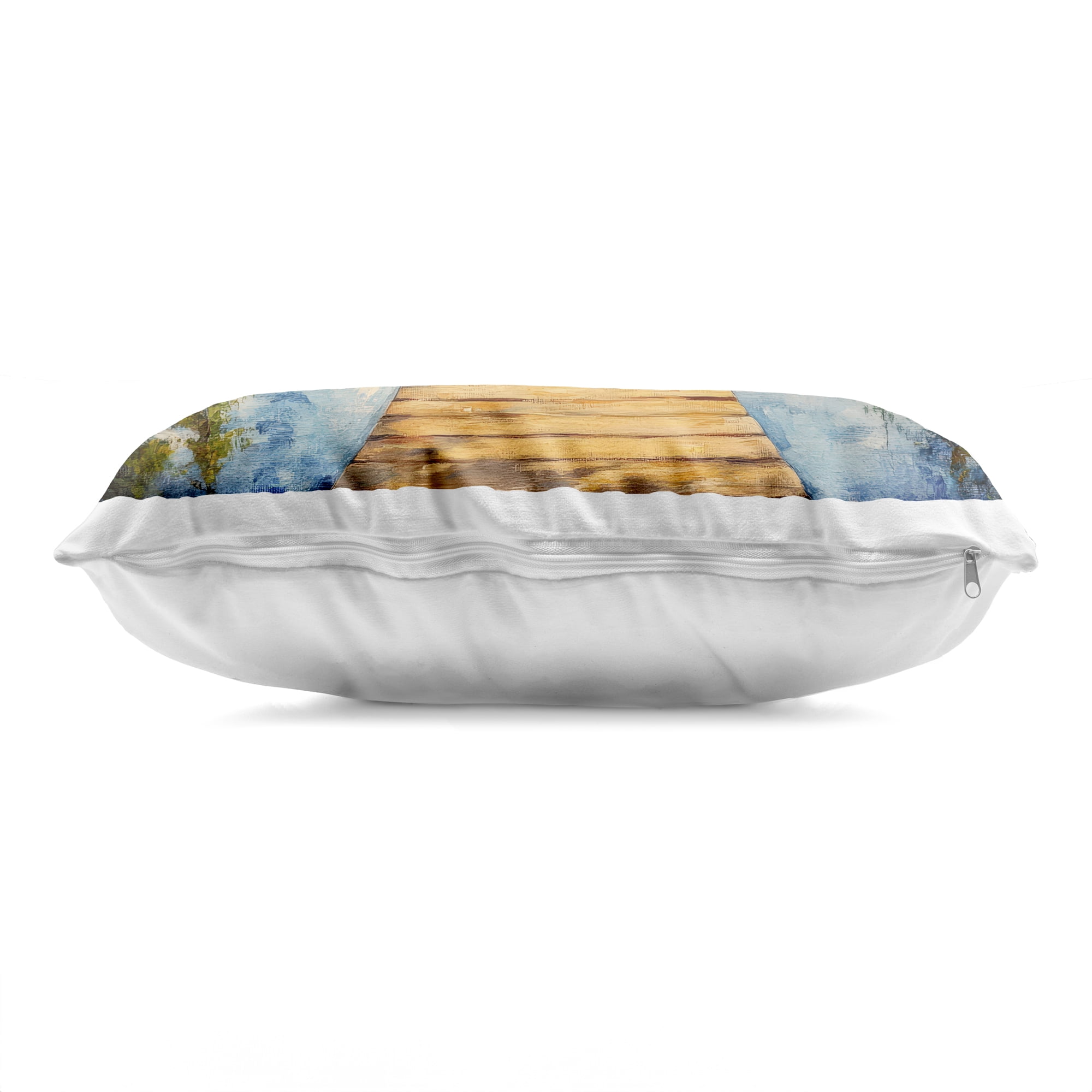 Stupell Industries Dock In The Mountains Reflection Decorative Printed Throw Pillow, design by Petal Prints Design, 14 x 7 x 20