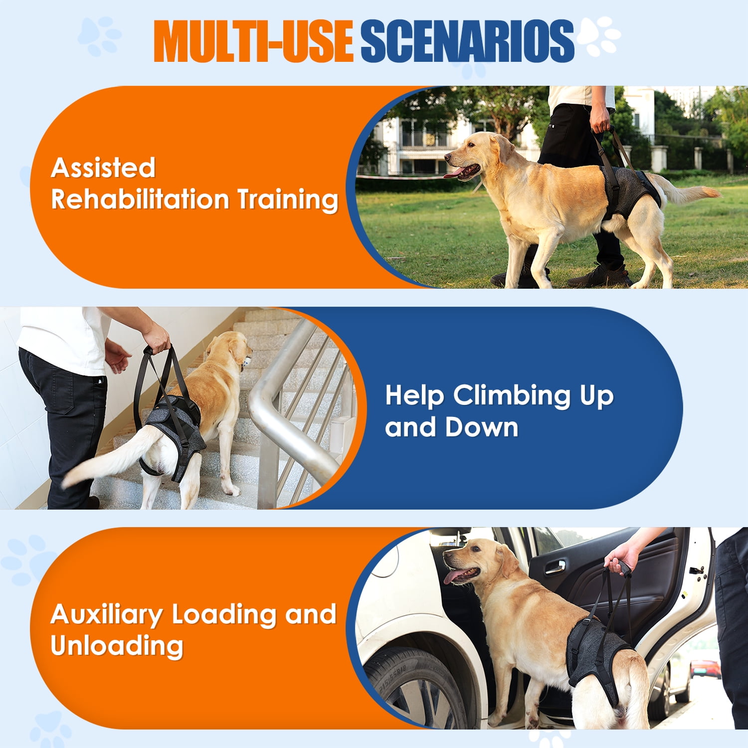 AUTOWT Dog Lift Harness - Hind Leg Support for Medium and Large Dogs, Adjustable Lift Aid for Elderly, Injured, or Arthritic Pets Recovering from Surgery or Mobility Issues