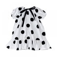 thumbnail image 3 of EIMELI Aosijia Filles Polka Dot Princesse Robe d'Été Enfants Manches Courtes Arc Imprimé Robe Enfants Jupe Robe Douce, 3 of 13
