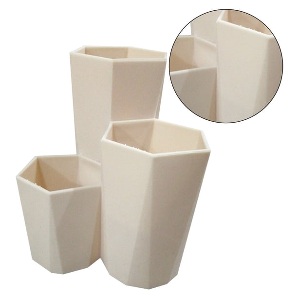 Wosthever Caja de maquillaje de almacenamiento de contenedor de cubo de contenedor de almacenamiento de pluma de cepillo cosmético de 3 capas Almacenamiento y organización del hogar Caqui