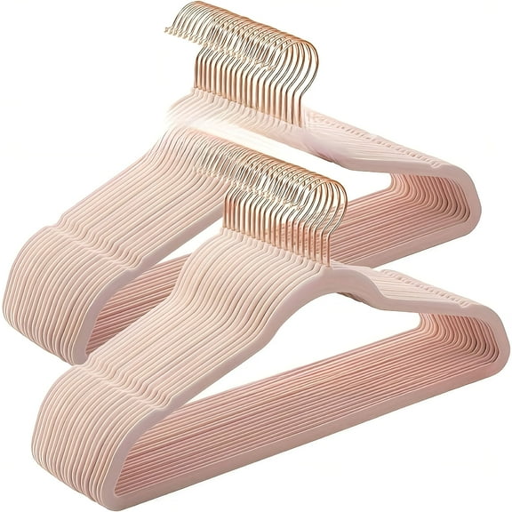 LAMIRO Velvet Hangers With Gold 18” Non-Slip Traceless Clothes Racks For Adult Wardrobes Hangers For Clothes