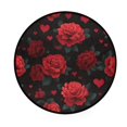 thumbnail image 2 of 36.2 Inch Round Floor Mat Red Roses and Hearts Pattern Carpet Decor Rug for Living Room Bedroom, 2 of 6