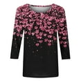 thumbnail image 5 of Raeneomay 3/4 Length Sleeve Womens Tops Women Fashion Printed T-Shirt Blouse Round Neck Casual Tops, 5 of 6